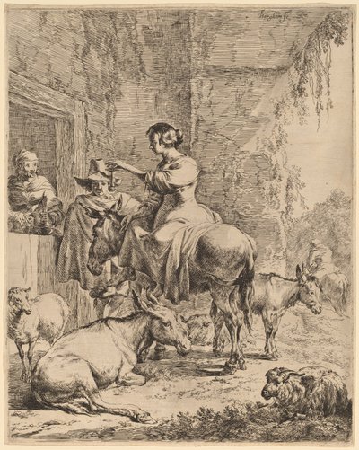 O Descanso antes da Pousada. de Nicolaes Berchem