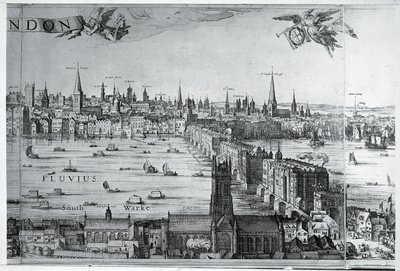 Reino Unido, Inglaterra, Vista da cidade de Londres com a London Bridge de Nicolaes Jansz (1586 1652) Visscher