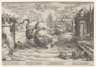 Tomando Damiate e navegando através da corrente, 1219 de Nicolaes Jansz. Clock
