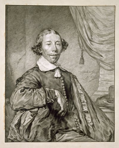 Retrato de um homem, 1681 (lito) de Nicolaes Jansz Visscher