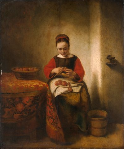 Casca de maçã, c.1655 (óleo sobre madeira) de Nicolaes Maes