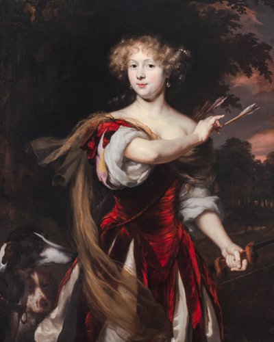 Retrato de uma Senhora como Diana, c.1670-90 (óleo sobre tela) de Nicolaes Maes