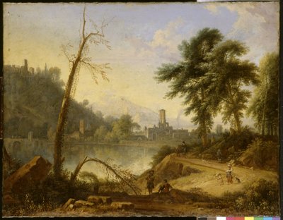 Paisagem italiana com condutor de mula de Nicolaes Piemont