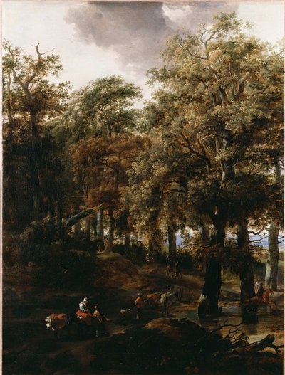Uma estrada através da floresta de Nicolaes Pietersz. Berchem