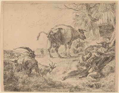 Vaca mijando de Nicolaes Pietersz Berchem