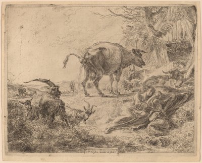 Vaca mijando de Nicolaes Pietersz Berchem