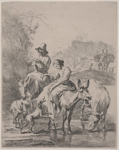 Travessia do rio (Le Ruisseau Traverse) de Nicolaes Pietersz. Berchem