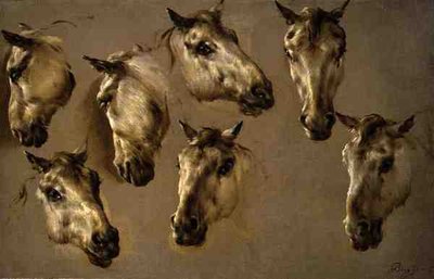 Esboços de Cabeças de Cavalos (óleo sobre tela) de Nicolaes Pietersz. Berchem