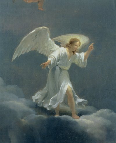 A Anunciação aos Pastores, detalhe do anjo de Nicolaes Pietersz. Berchem