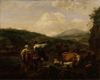 Gado num local de dispersão de Nicolaes Pieterszoon Berchem