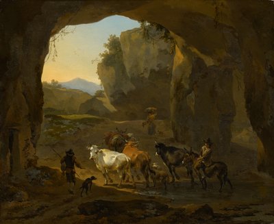 Vaqueiros em uma gruta de Nicolaes Pietersz. Berchem