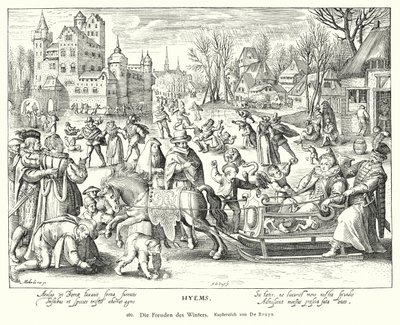 Alegrias de Inverno (gravura em cobre) de Nicolaes de (after) Bruyn