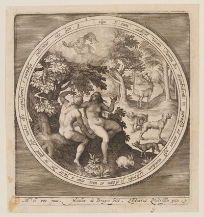 Adão e Eva escondidos do Senhor, desde a criação até à expulsão do Paraíso de Nicolaes de Bruyn
