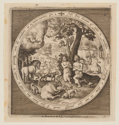 Adão e Eva no Paraíso, desde a criação até à expulsão do Paraíso de Nicolaes de Bruyn