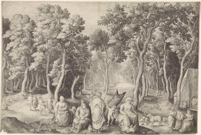 Família camponesa em uma floresta de Nicolaes de Bruyn