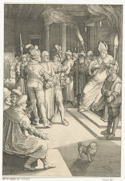 Cristo antes de Caifás
A Paixão (título da série) de Nicolaes de Bruyn