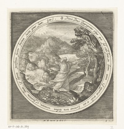 Terceiro Dia da Criação: Deus cria a terra e as plantas e árvores formadoras de sementes com frutos que dão sementes Da Criação à Expulsão do Paraíso (título da série) de Nicolaes de Bruyn