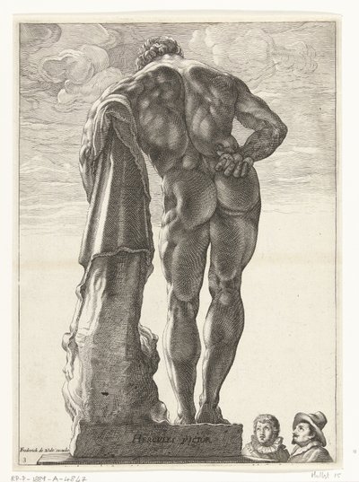 Hercules Farnese
Hércules Victor (título sobre o objecto)
Três estátuas antigas em Roma depois de Goltzius (título da série) de Nicolaes de Bruyn