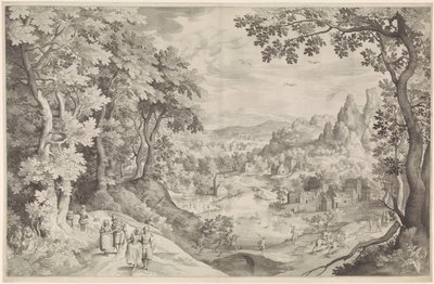 Paisagem com caça ao veado de Nicolaes de Bruyn