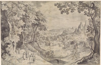 Paisagem com caça ao veado de Nicolaes de Bruyn