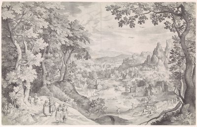 Paisagem com caça ao veado de Nicolaes de Bruyn