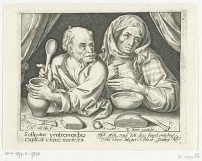 Homem e mulher comem mingau de Nicolaes de Bruyn