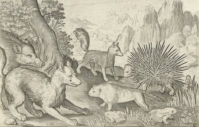 Javalis, raposas, castores, porcos-espinhos e sapos. 1621 de Nicolaes de Bruyn