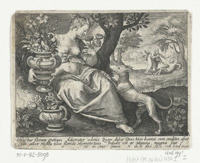 Sentido de olfacto
Cinco sentidos (título da série) de Nicolaes de Bruyn