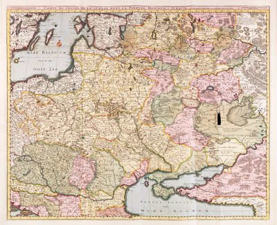 Mapa do Teatro de Guerra na Polónia, Moscovo e Turquia" de Nicolas Visscher de Nicolaes the Elder Visscher