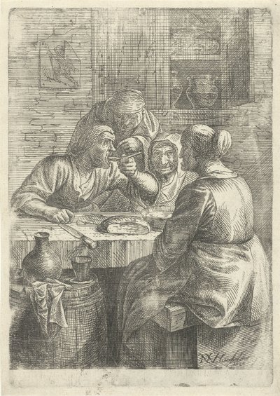 Três mulheres idosas a comer à mesa de Nicolaes van Haeften