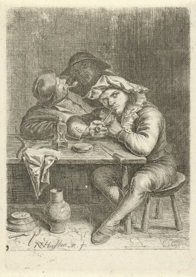 Dois fumadores a uma mesa de Nicolaes van Haeften