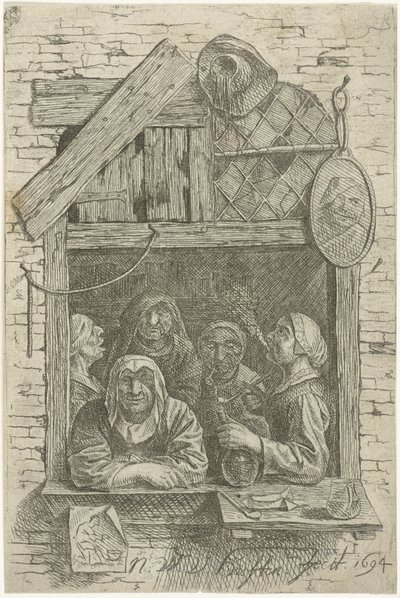 Cinco mulheres em uma janela de Nicolaes van Haeften