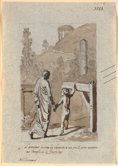 Amor abre a passagem para um poeta no templo de Lafontaine de Nicolai Abildgaard