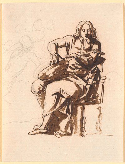 Um poeta que agarra as cordas do alaúde. de Nicolai Abildgaard
