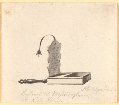 Um klingbeutel, destinado (e usado?) para a vinheta no convite de assinatura para a tradução Niels-Klim de Baggesen de Nicolai Abildgaard