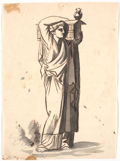 Uma figura feminina carregando um lençol no ombro esquerdo de Nicolai Abildgaard