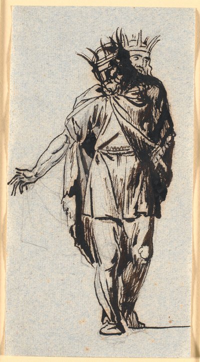 Uma figura real nórdica antiga (?), de pé com uma coroa na cabeça de Nicolai Abildgaard