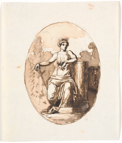 Uma figura feminina sentada, alegoria de força ou constância de Nicolai Abildgaard