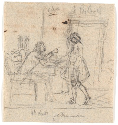 Um cavalheiro sentado e de pé conversando de Nicolai Abildgaard