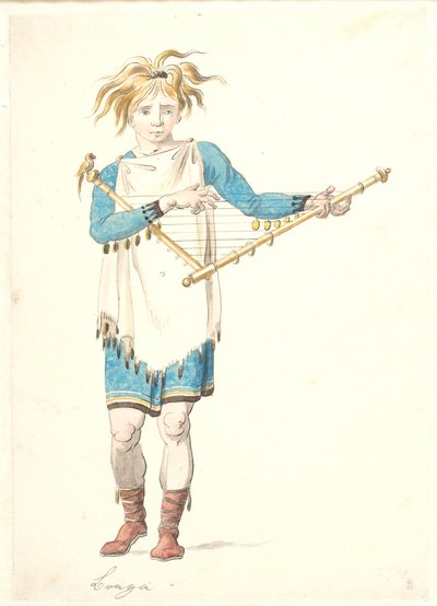 Um jovem com um instrumento de cordas na mão de Nicolai Abildgaard