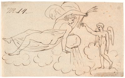 Eros e uma mulher flutuante de Nicolai Abildgaard