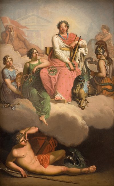 Frederik V como Patrono da Ciência e das Artes de Nicolai Abildgaard