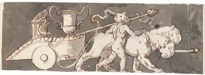 Friso com menino pela carruagem de Baco e Marte (ou Plutão) puxado por leões de Nicolai Abildgaard