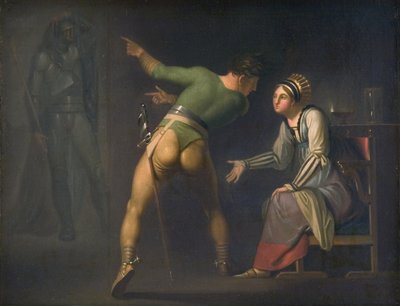 Hamlet e sua mãe. Episódio de Hamlet de Shakespeare de Nicolai Abildgaard