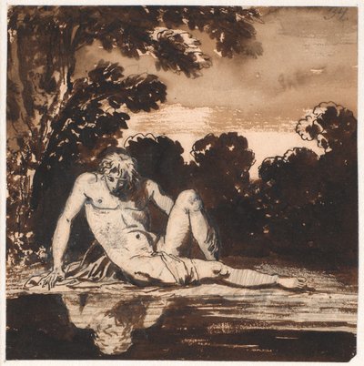 Hyachintos, a juventude de Apolo, Narciso, descansando junto ao riacho de Nicolai Abildgaard