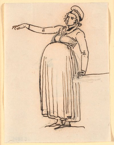 Caricatura de uma mulher fértil com o braço direito estendido de Nicolai Abildgaard