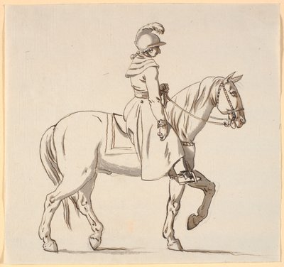 Caricatura de um cavaleiro (com vista para a estátua de Christian V?) de Nicolai Abildgaard