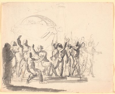 Composição com rei sentado cercado por figuras nuas de Nicolai Abildgaard