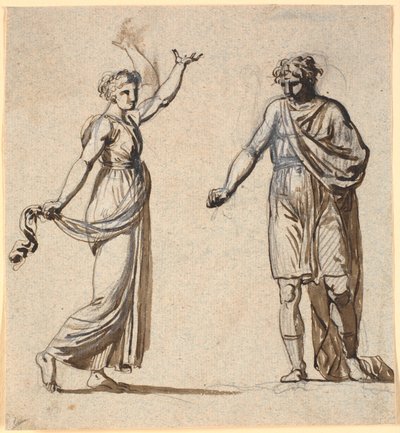 Homem e mulher em trajes antigos de Nicolai Abildgaard