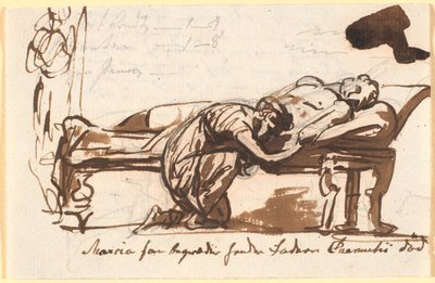 Márcia lamentando a morte de seu pai Cremetius de Nicolai Abildgaard